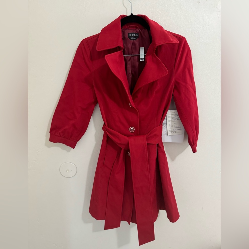 (NEW) Bebe Red Sophisticated Trench Coat